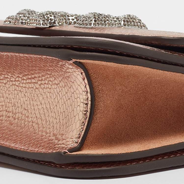 Pre Owned Tory Burch Iridescent Metallic Snake Effect Leather Small Convertible Eleanor Shoulder Bag