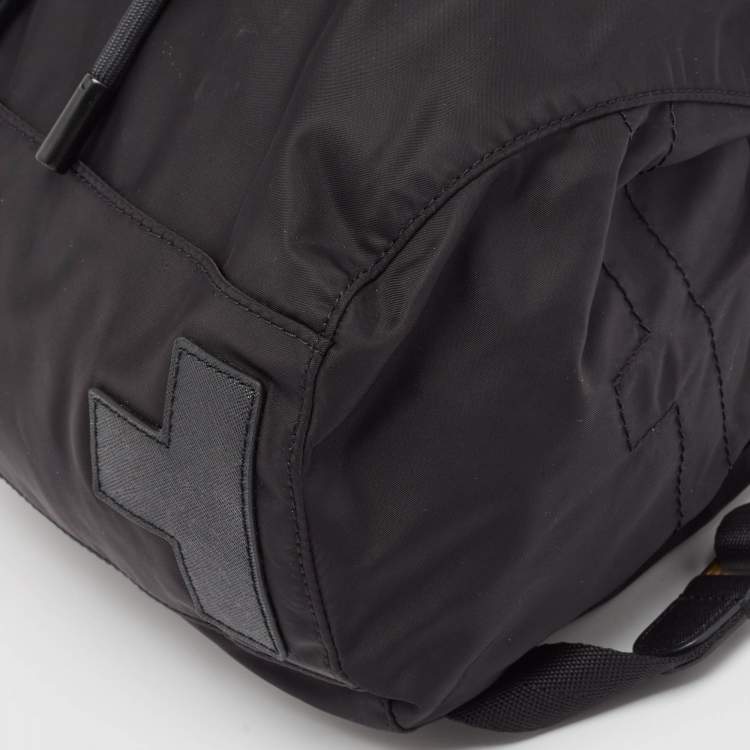Pre Owned Tory Burch Black Leather and Nylon Mini Scout Backpack