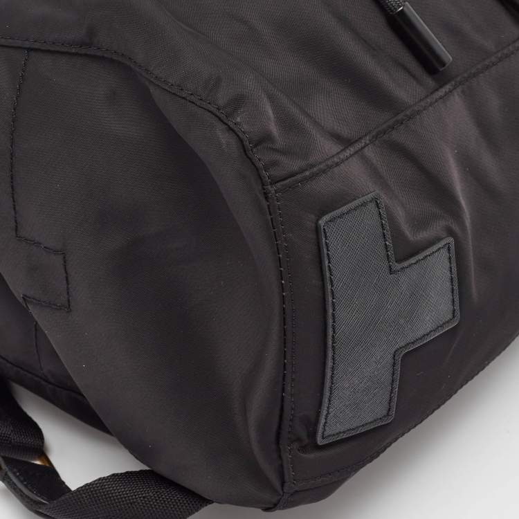 Pre Owned Tory Burch Black Leather and Nylon Mini Scout Backpack