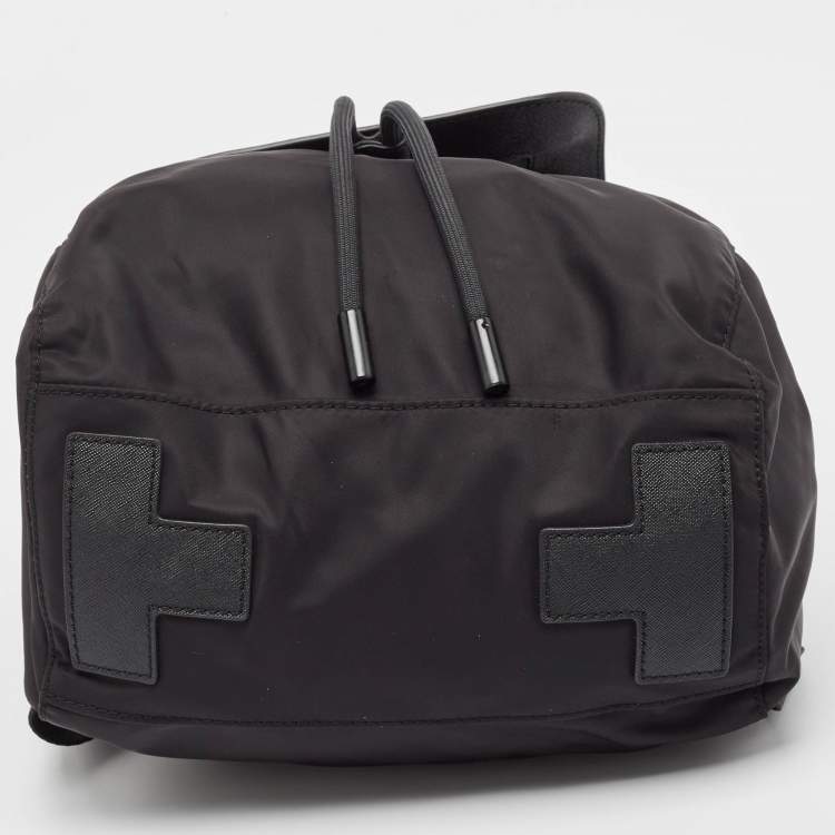 Pre Owned Tory Burch Black Leather and Nylon Mini Scout Backpack