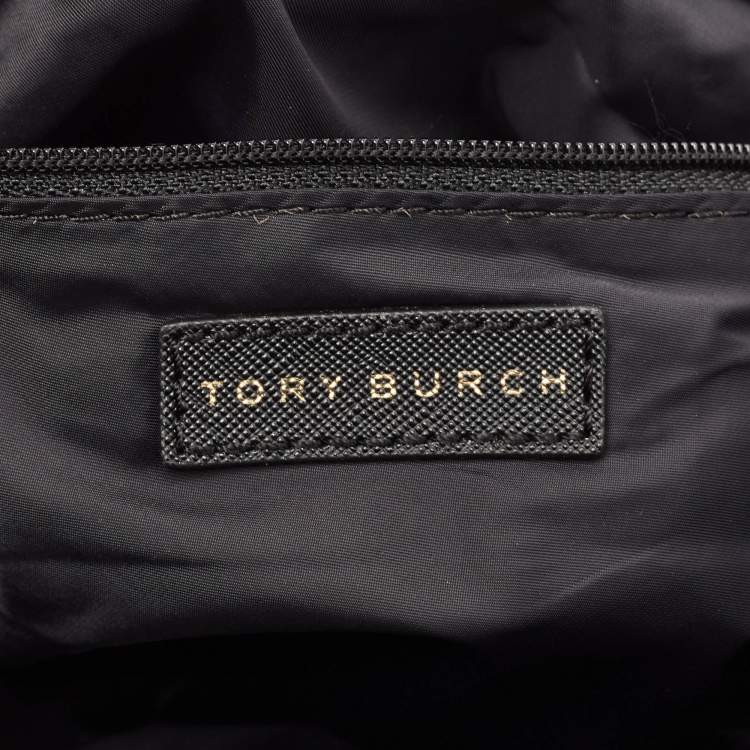 Pre Owned Tory Burch Black Leather and Nylon Mini Scout Backpack