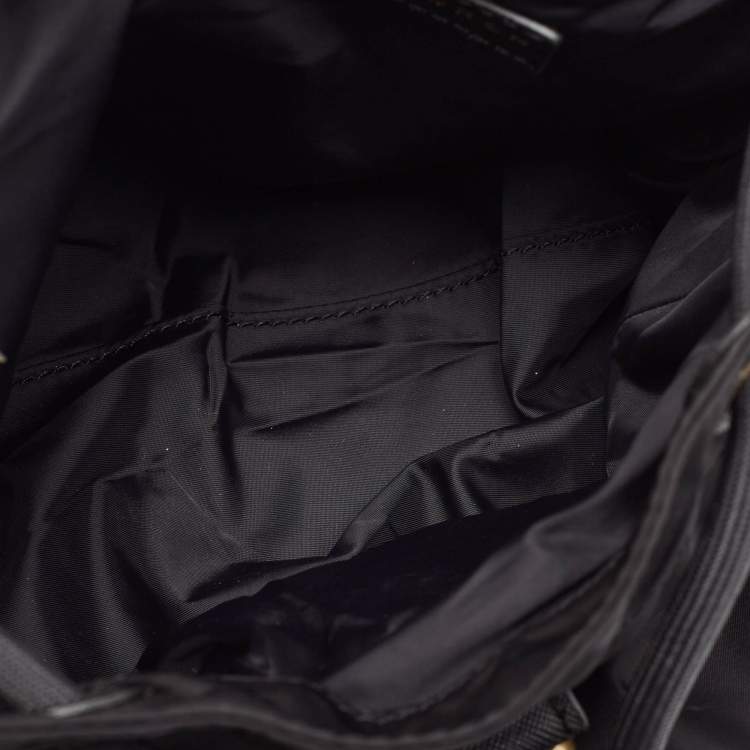 Pre Owned Tory Burch Black Leather and Nylon Mini Scout Backpack