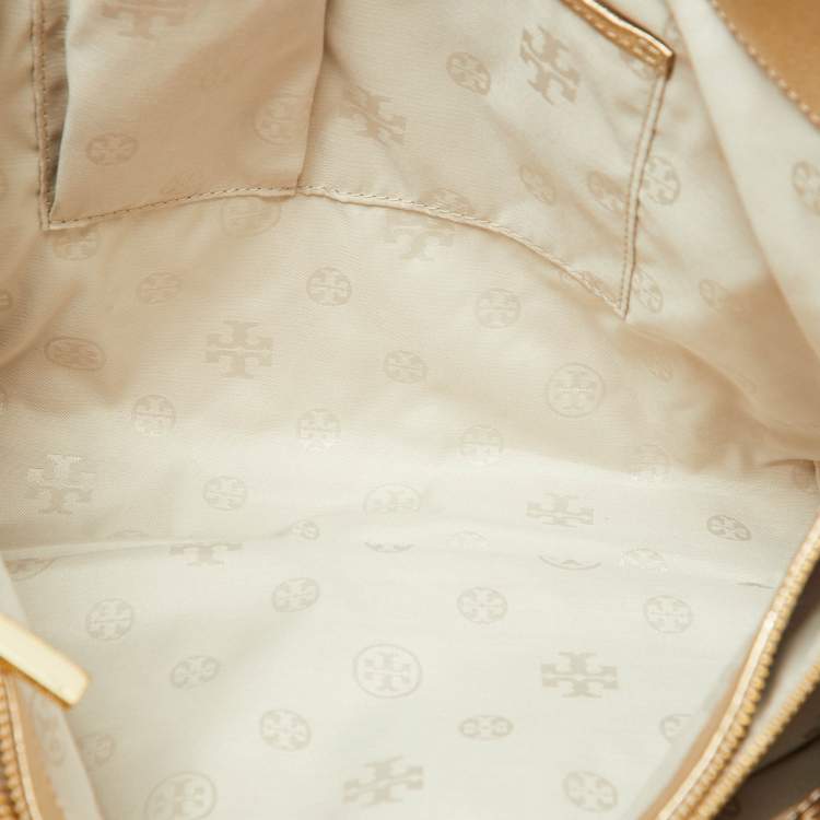 Pre Owned Tory Burch Gold Quilted Leather Marion Tote