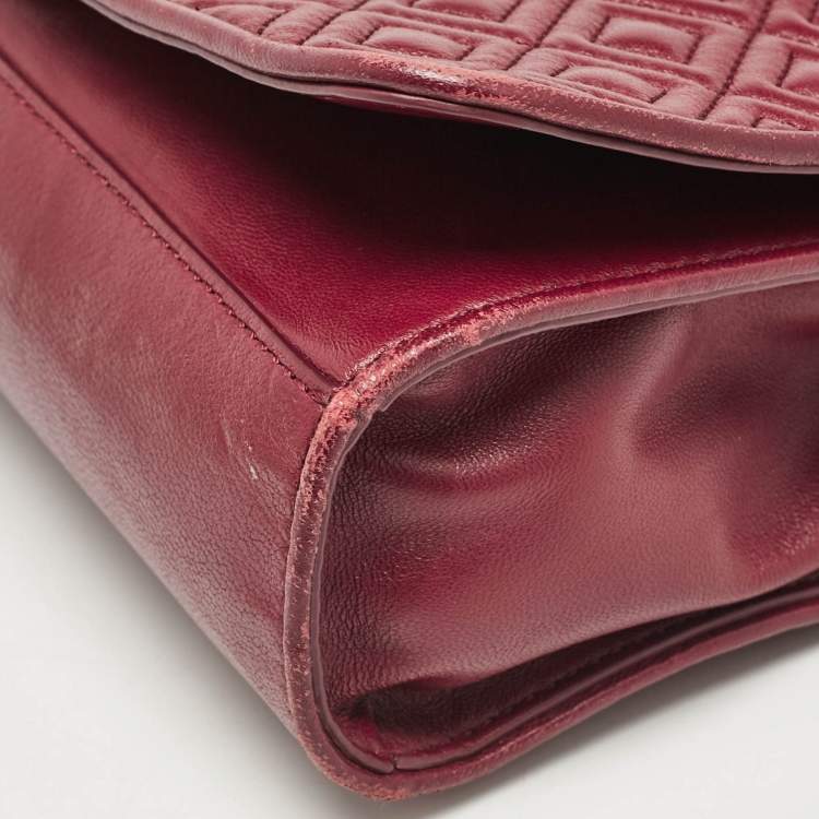 Pre Owned Tory Burch Burgundy Leather Fleming Shoulder Bag