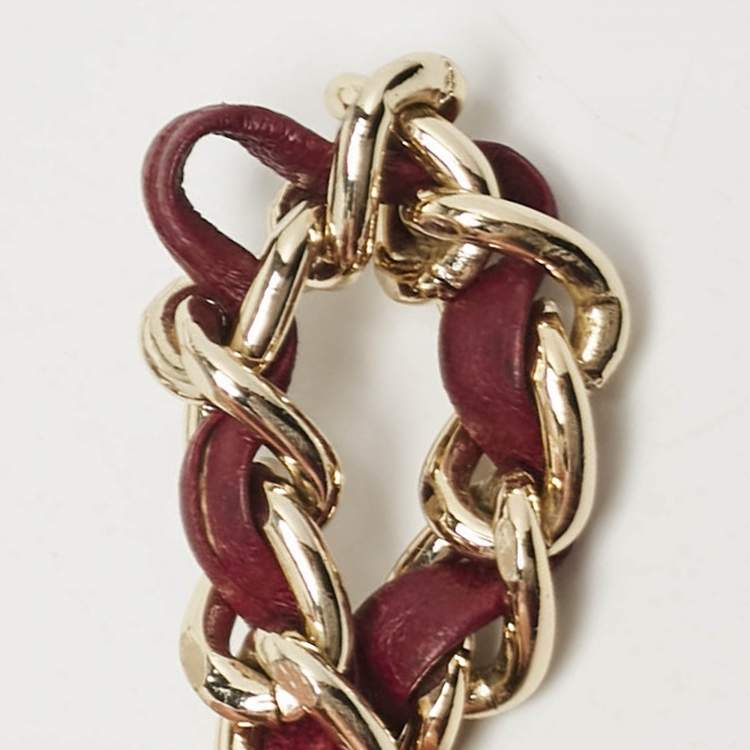 Pre Owned Tory Burch Burgundy Leather Fleming Shoulder Bag