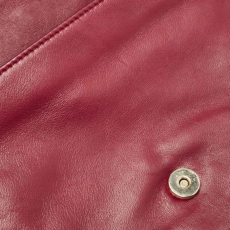 Pre Owned Tory Burch Burgundy Leather Fleming Shoulder Bag