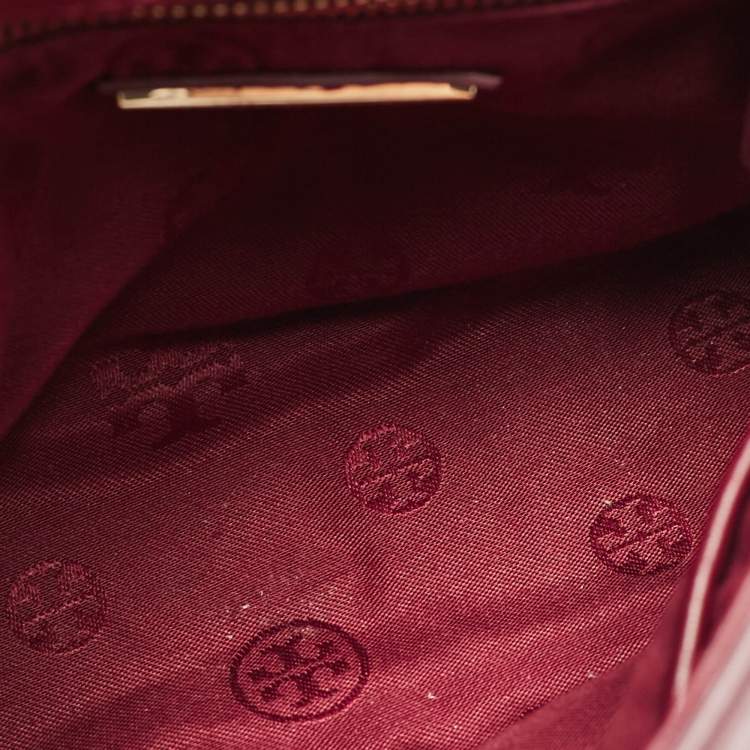 Pre Owned Tory Burch Burgundy Leather Fleming Shoulder Bag