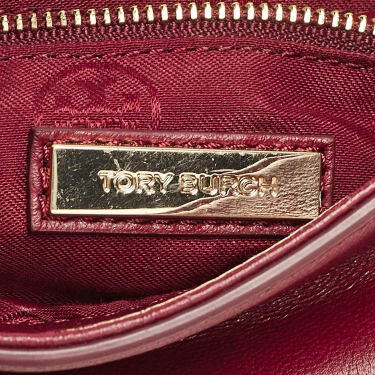Pre Owned Tory Burch Burgundy Leather Fleming Shoulder Bag