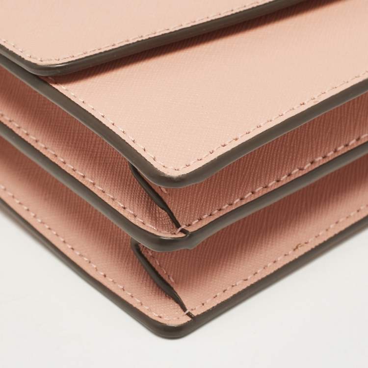 Pre Owned Tory Burch Peach Leather Mini Robinson Shoulder Bag