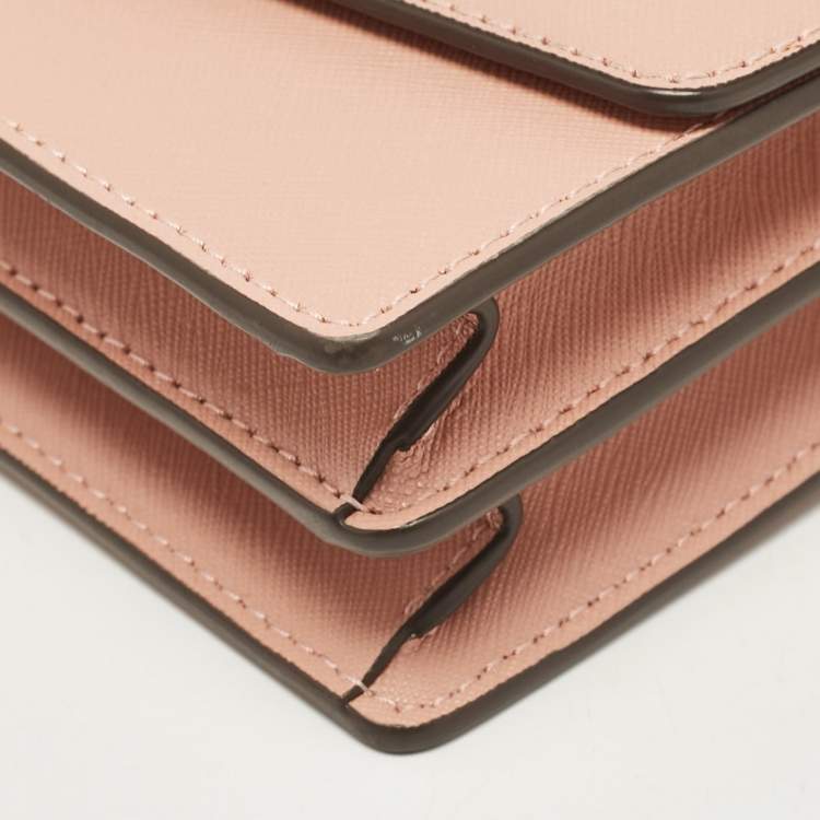 Pre Owned Tory Burch Peach Leather Mini Robinson Shoulder Bag