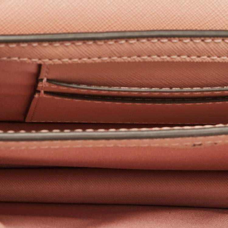 Pre Owned Tory Burch Peach Leather Mini Robinson Shoulder Bag