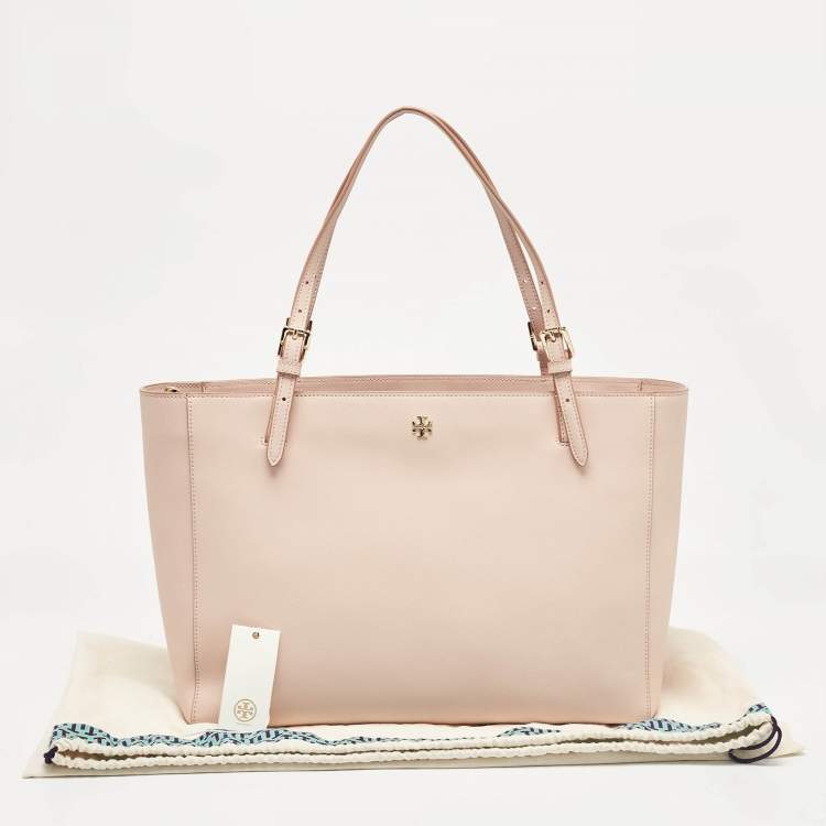 Pre Owned Tory Burch Pink Leather Large York Buckle Tote