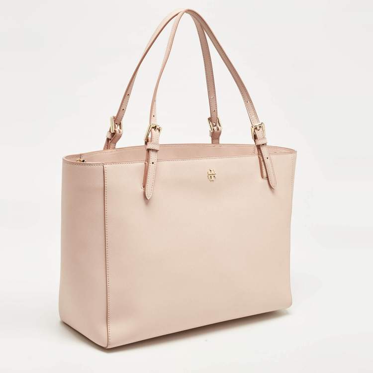 Pre Owned Tory Burch Pink Leather Large York Buckle Tote