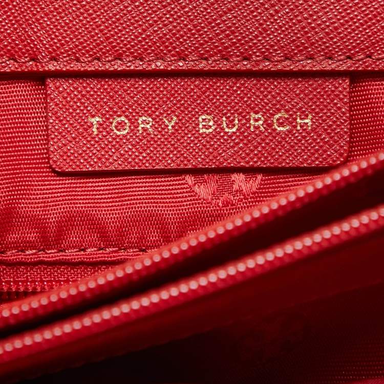 Pre Owned Tory Burch Red Leather Medium York Buckle Tote