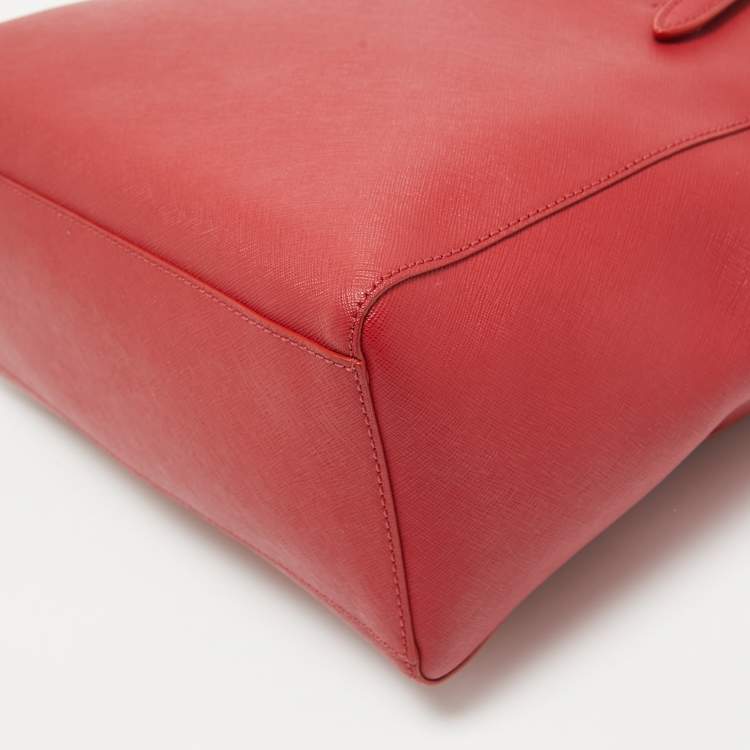 Pre Owned Tory Burch Red Leather Medium York Buckle Tote