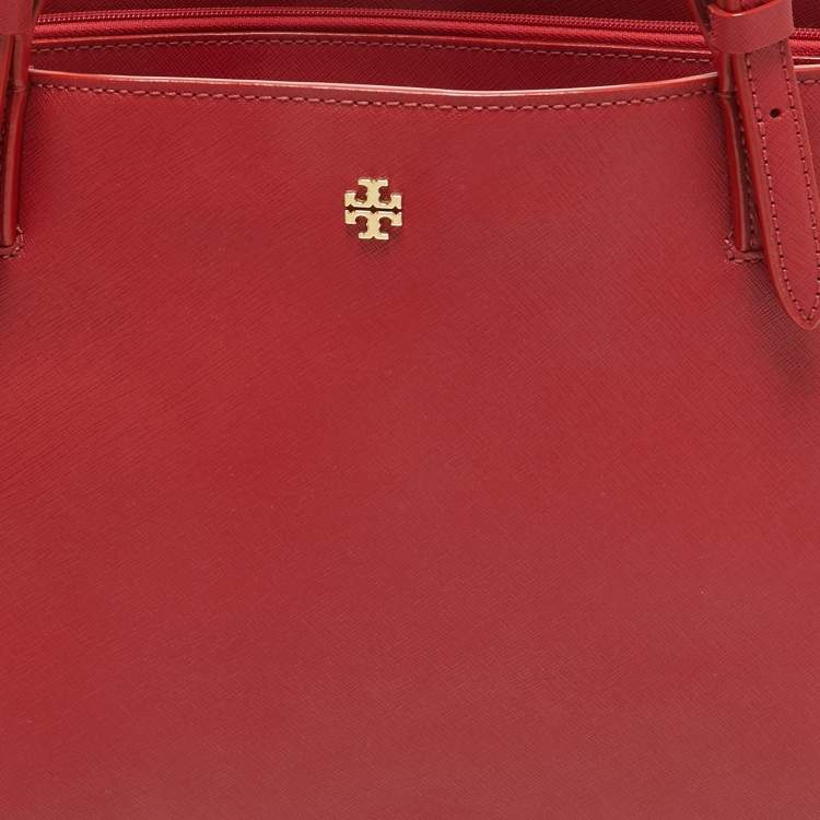 Pre Owned Tory Burch Red Leather Medium York Buckle Tote