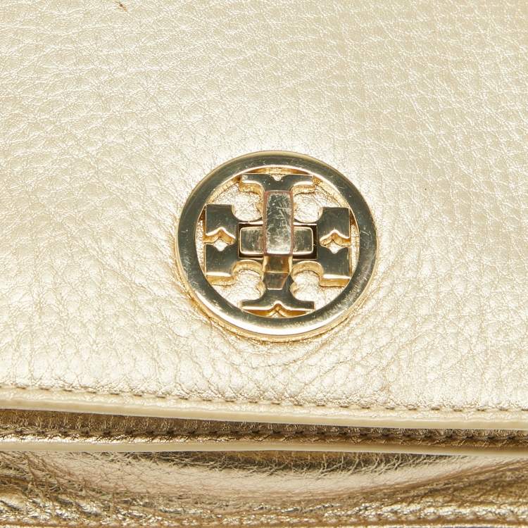 مملوكة مسبقًا Tory Burch Gold Leather Adalyn Chain Clutch