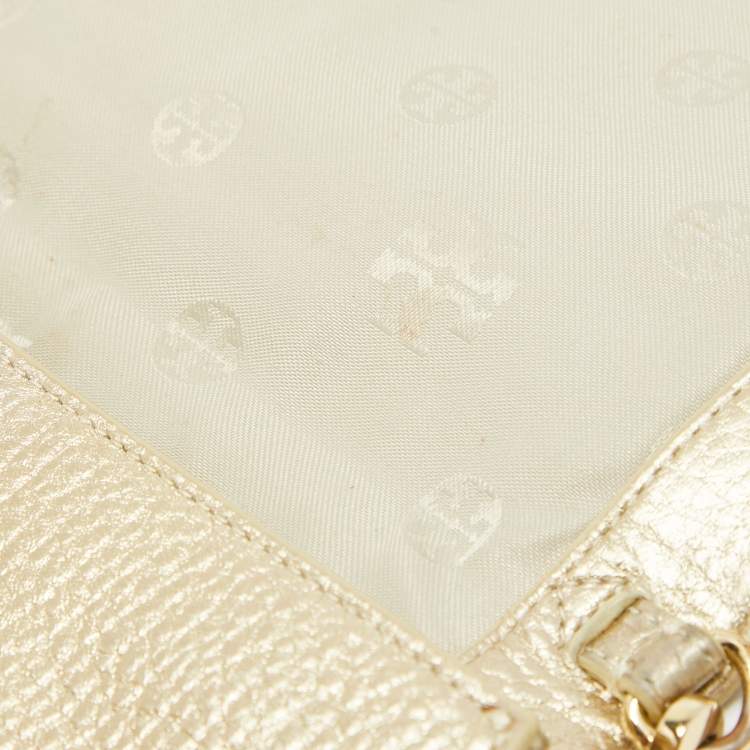 مملوكة مسبقًا Tory Burch Gold Leather Adalyn Chain Clutch