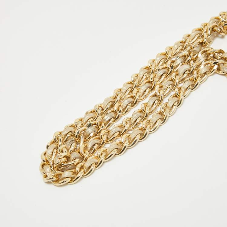 مملوكة مسبقًا Tory Burch Gold Leather Adalyn Chain Clutch