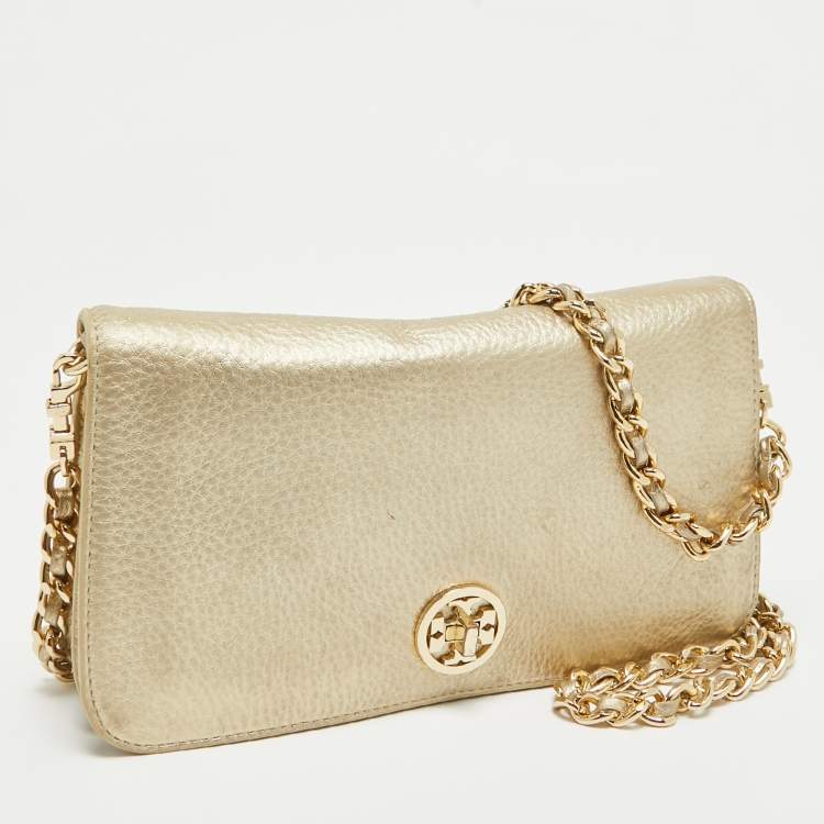 مملوكة مسبقًا Tory Burch Gold Leather Adalyn Chain Clutch
