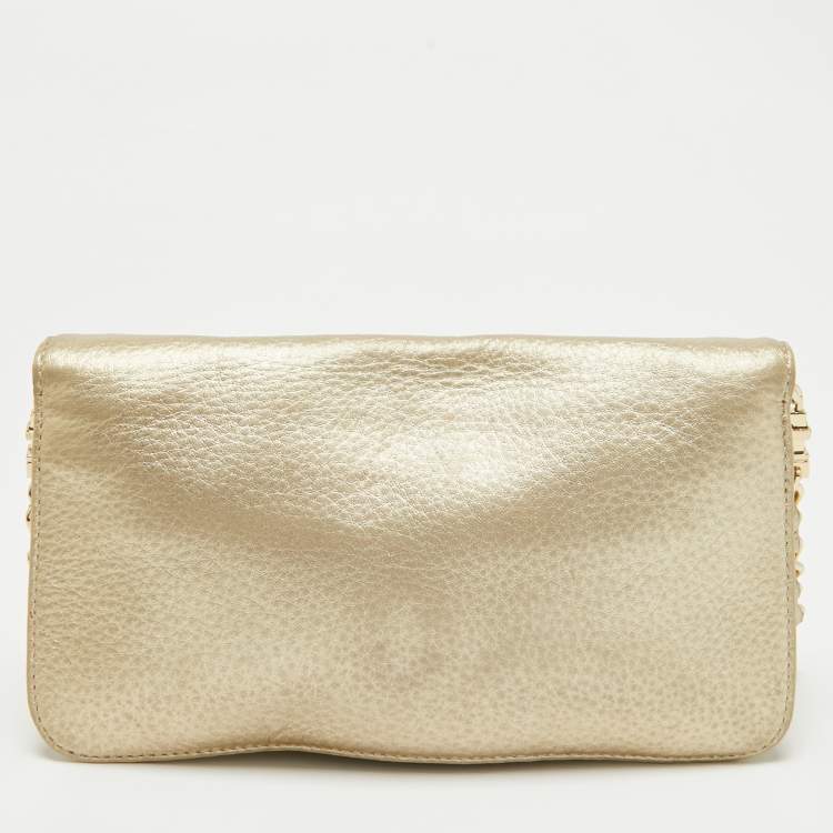 مملوكة مسبقًا Tory Burch Gold Leather Adalyn Chain Clutch