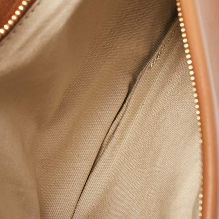 Pre Owned Tory Burch Brown Leather Reva Chain Clutch