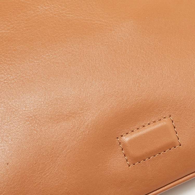 Pre Owned Tory Burch Brown Leather Reva Chain Clutch