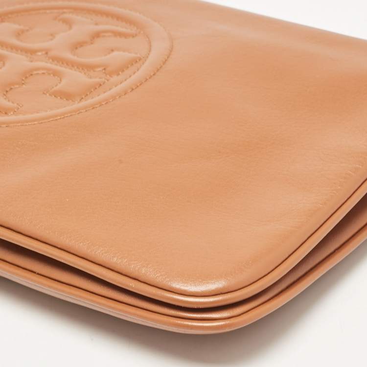 Pre Owned Tory Burch Brown Leather Reva Chain Clutch