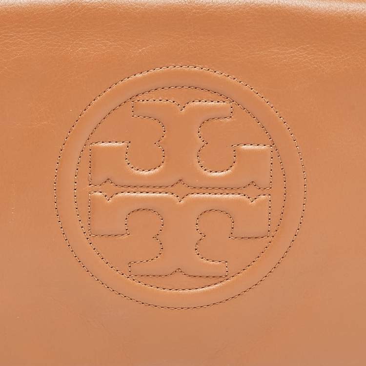 Pre Owned Tory Burch Brown Leather Reva Chain Clutch