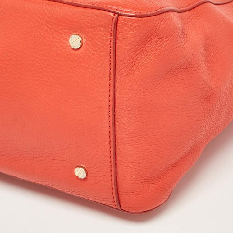 Pre Owned Tory Burch Red Leather Thea Bucket Shoulder Bag