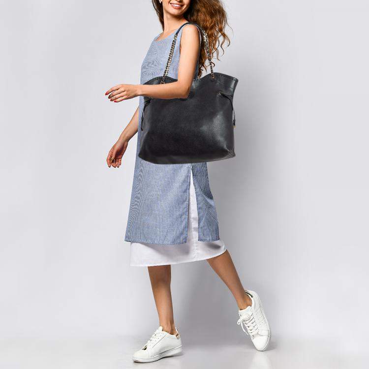 Pre Owned Tory Burch Black Leather Slouchy Marion Tote