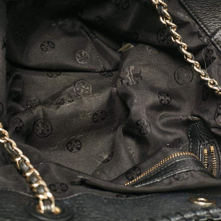 Pre Owned Tory Burch Black Leather Slouchy Marion Tote