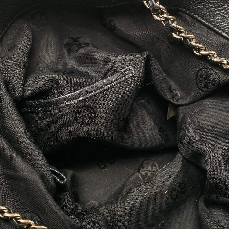 Pre Owned Tory Burch Black Leather Slouchy Marion Tote