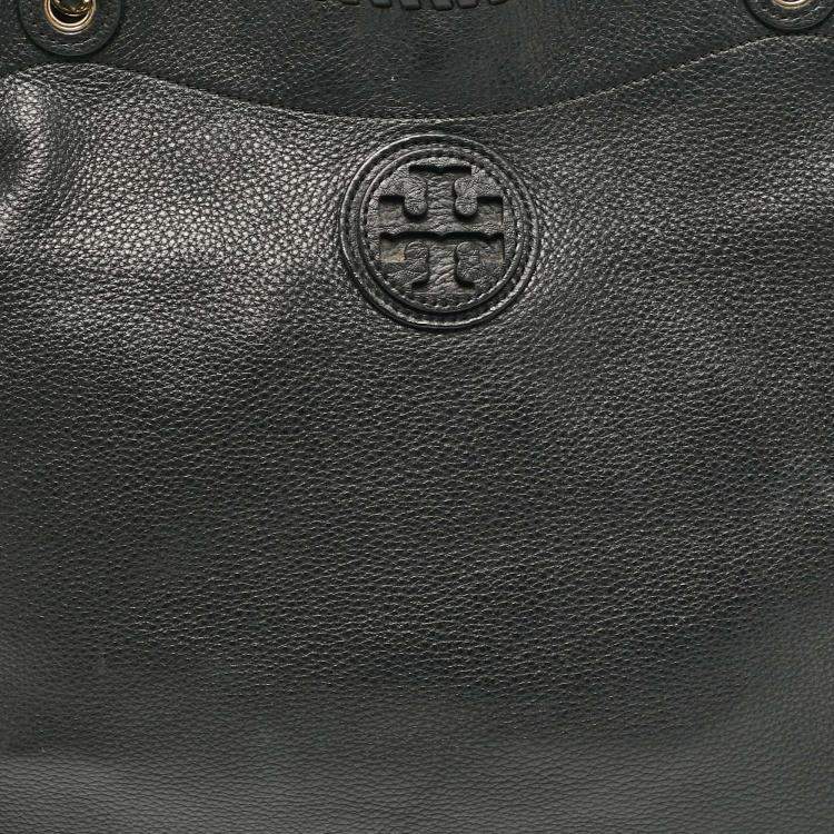 Pre Owned Tory Burch Black Leather Slouchy Marion Tote