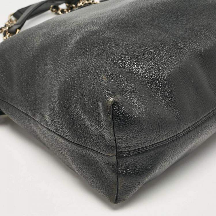 Pre Owned Tory Burch Black Leather Slouchy Marion Tote