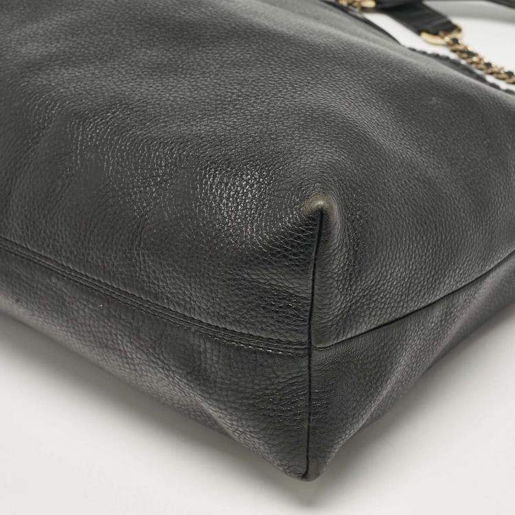 Pre Owned Tory Burch Black Leather Slouchy Marion Tote