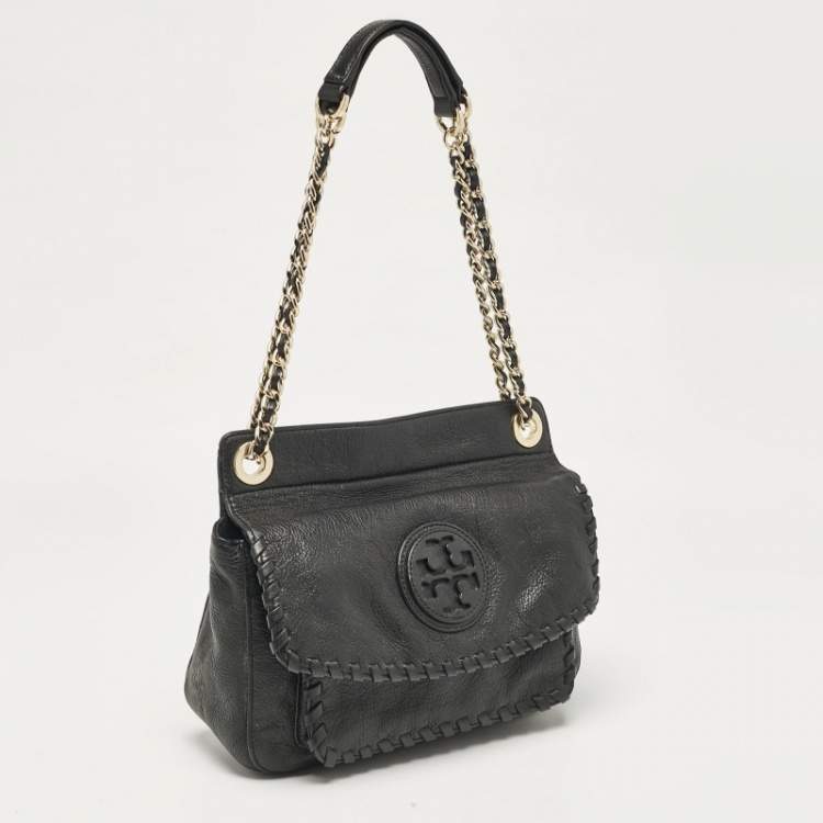 Pre Owned Tory Burch Black Leather Marion Shoulder Bag