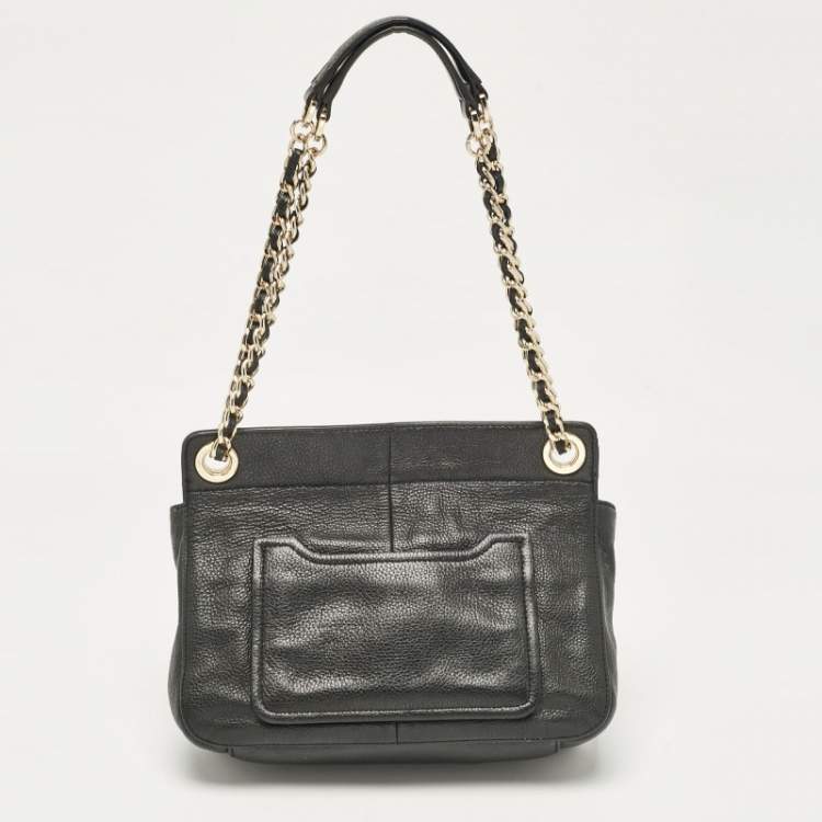 Pre Owned Tory Burch Black Leather Marion Shoulder Bag