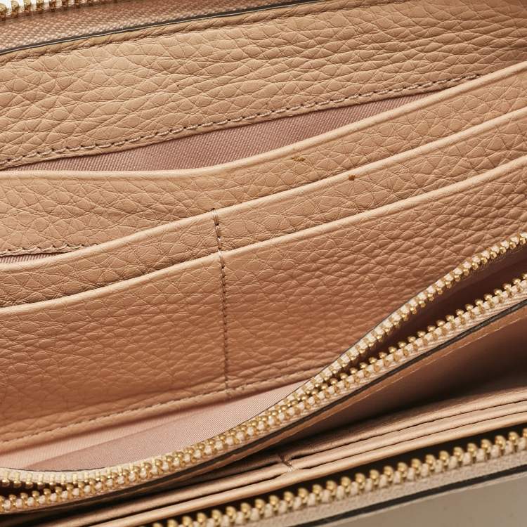 Pre Owned Tory Burch Beige Leather McGraw Zip Continental Wallet