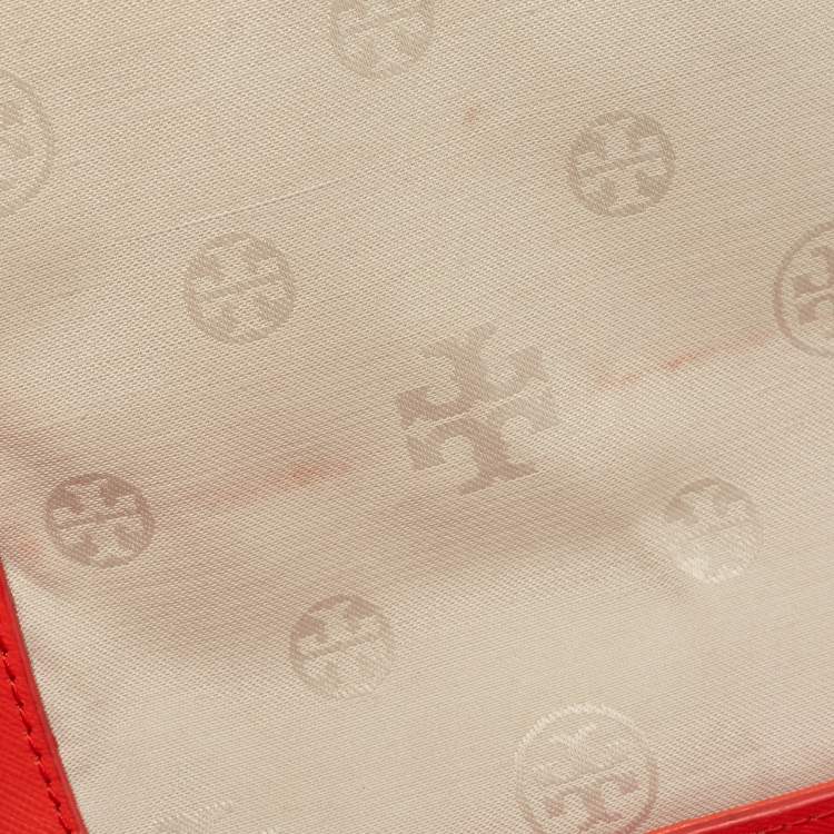 Pre Owned Tory Burch Orange Patent and Leather Mini Robinson Crossbody Bag