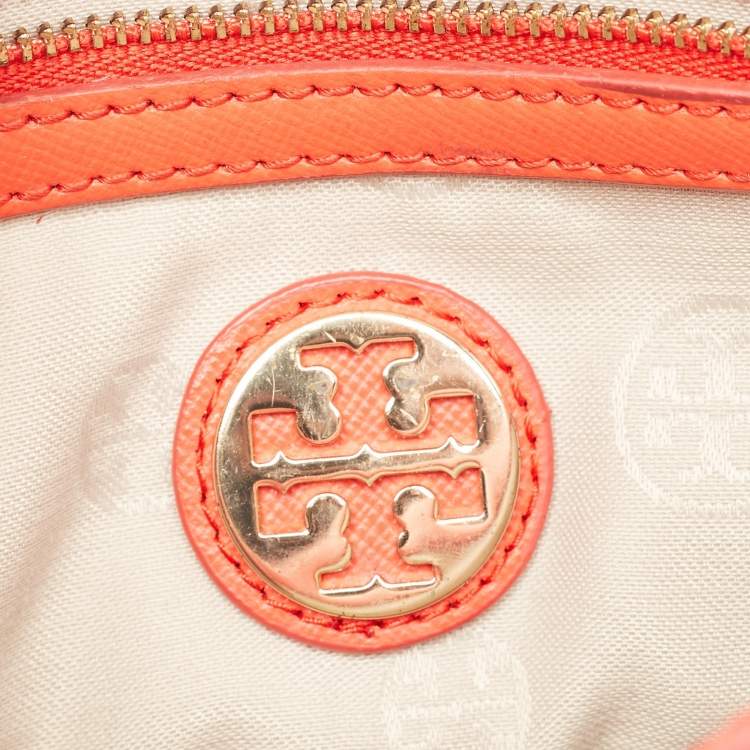 Pre Owned Tory Burch Orange Patent and Leather Mini Robinson Crossbody Bag