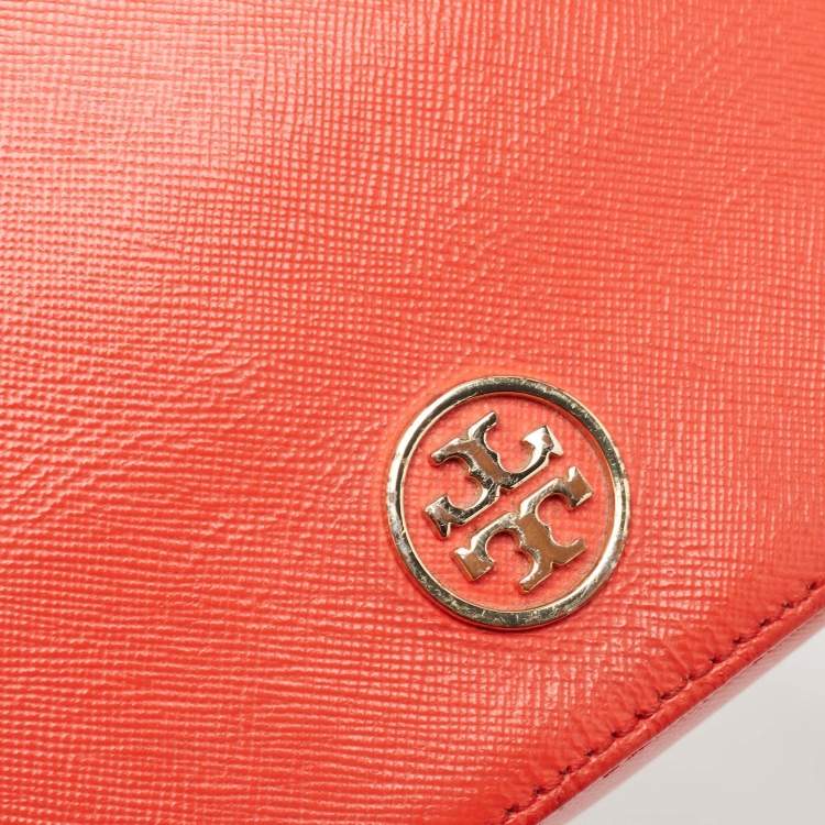 Pre Owned Tory Burch Orange Patent and Leather Mini Robinson Crossbody Bag