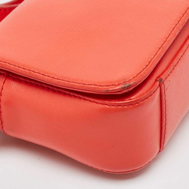 Pre Owned Tory Burch Orange Patent and Leather Mini Robinson Crossbody Bag