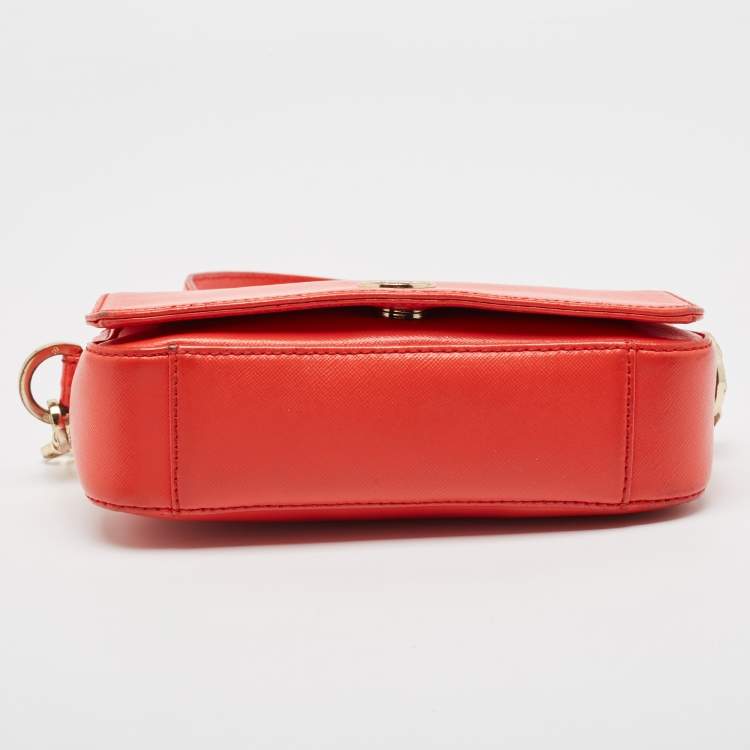 Pre Owned Tory Burch Orange Patent and Leather Mini Robinson Crossbody Bag