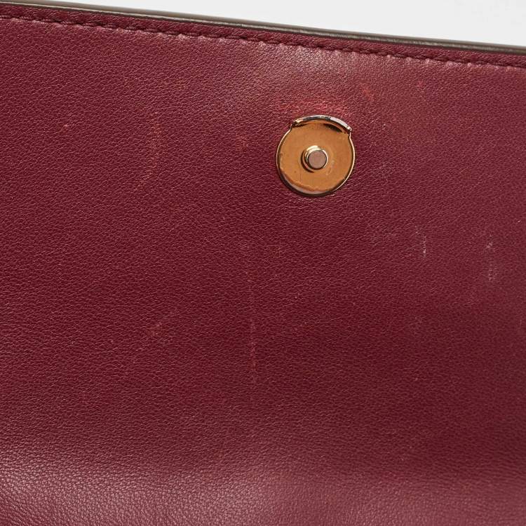 Pre Owned Tory Burch Burgundy Leather Small Fleming Crossbody Bag
