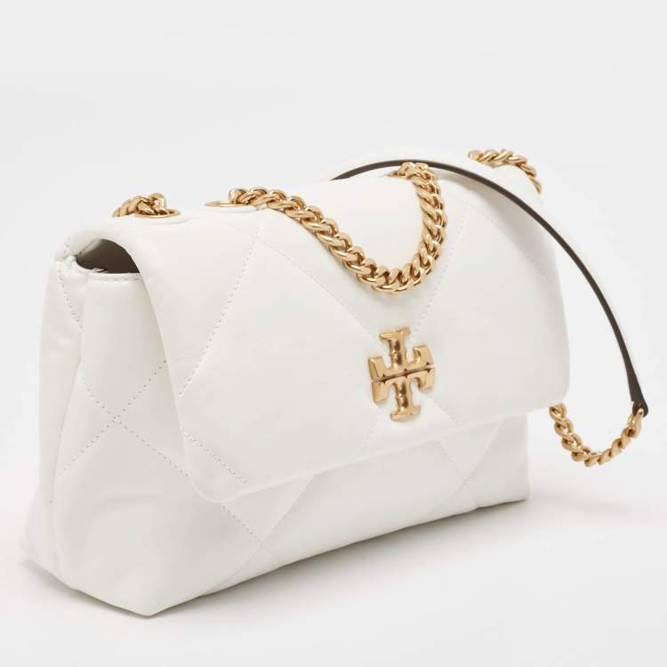 Pre Owned Tory Burch White Quilted Leather Kira Shoulder Bag