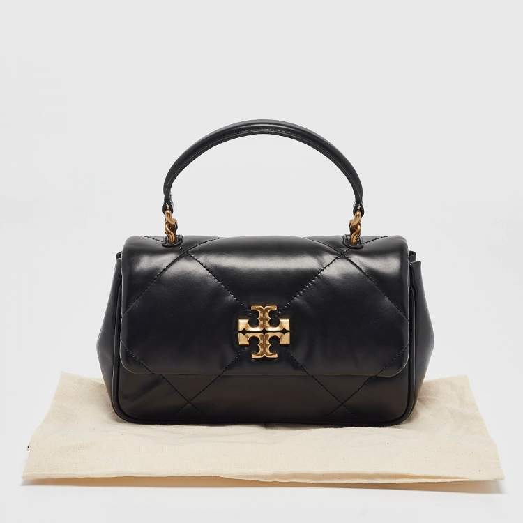 Pre Owned Tory Burch Black Quilted Leather Kira Top Handle Bag