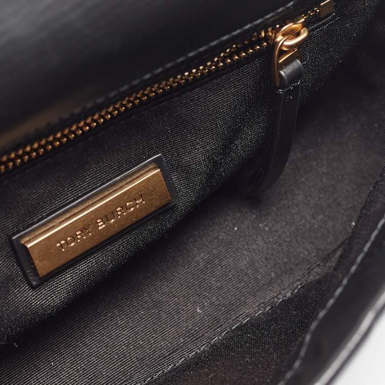 Pre Owned Tory Burch Black Quilted Leather Kira Top Handle Bag