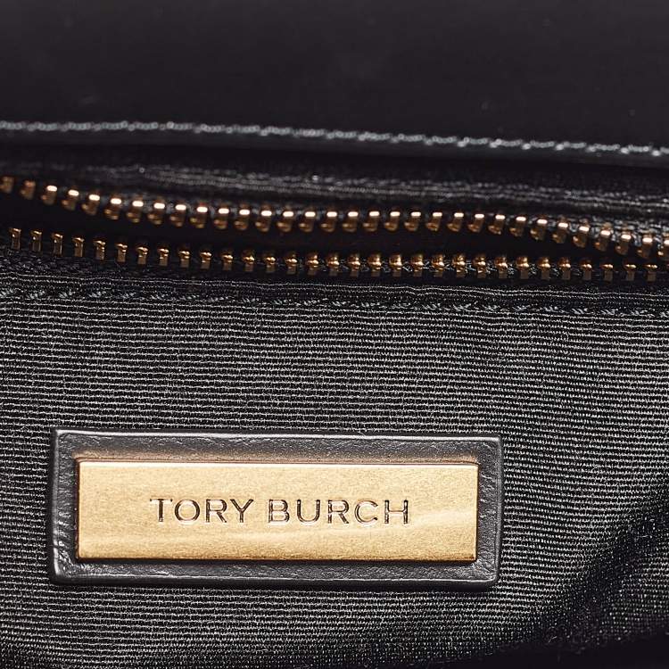 Pre Owned Tory Burch Black Quilted Leather Kira Top Handle Bag