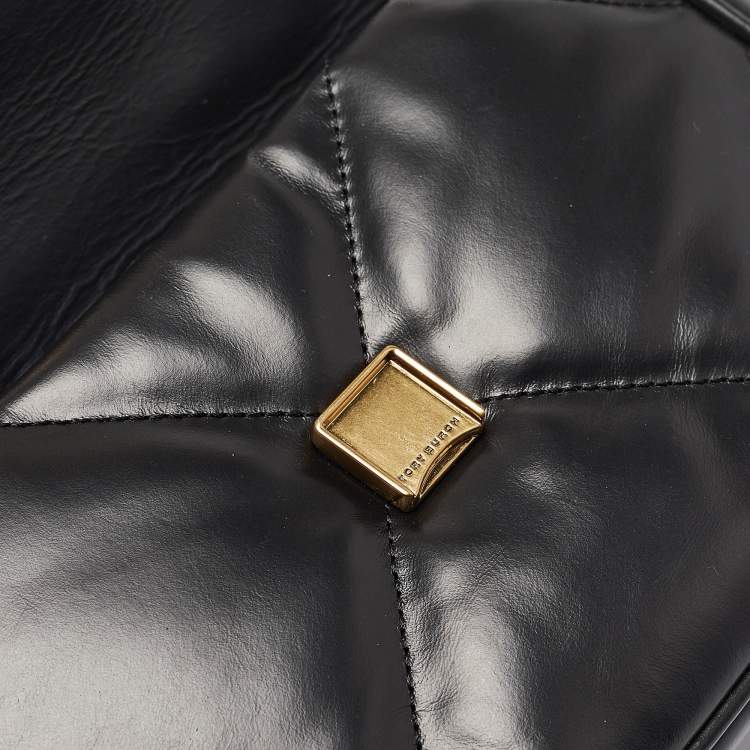 Pre Owned Tory Burch Black Quilted Leather Kira Top Handle Bag